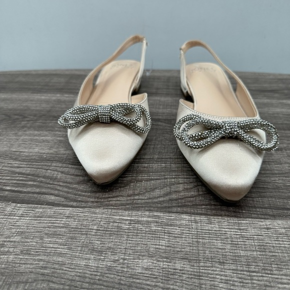 JONES NEW YORK satin pointed toe jeweled bow sling back bridal preppy shoe NWT 9 - Picture 3 of 10